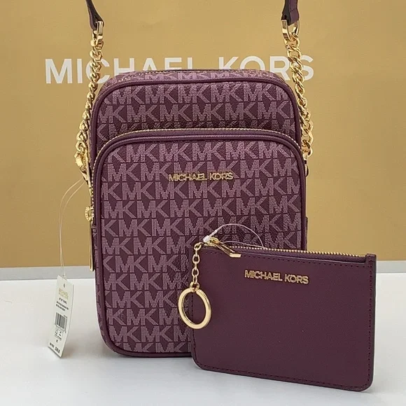 MICHAEL KORS Jet Set Travel Medium Logo Crossbody Bag & Small Coinpouch ID card - Picture 13 of 16